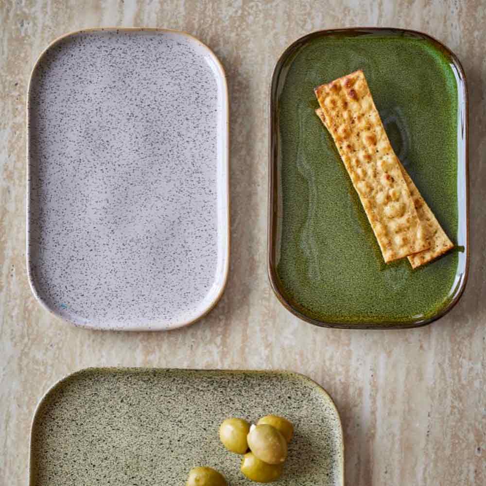Addison Green Stoneware Plates - Set of Three