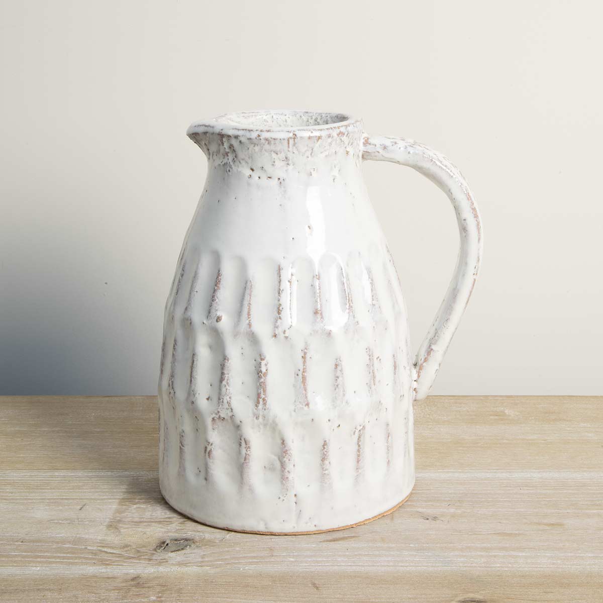 Aged Cream Terracotta Jug – 22cm decorative jug