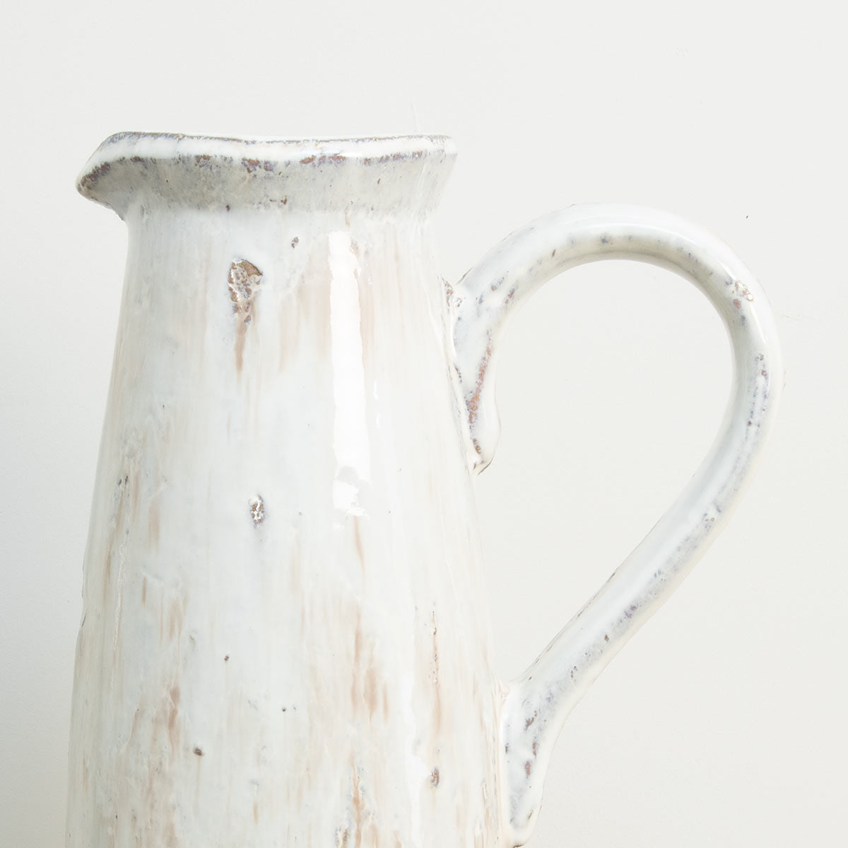 Aged Cream Terracotta Jug - Small - Close up of top