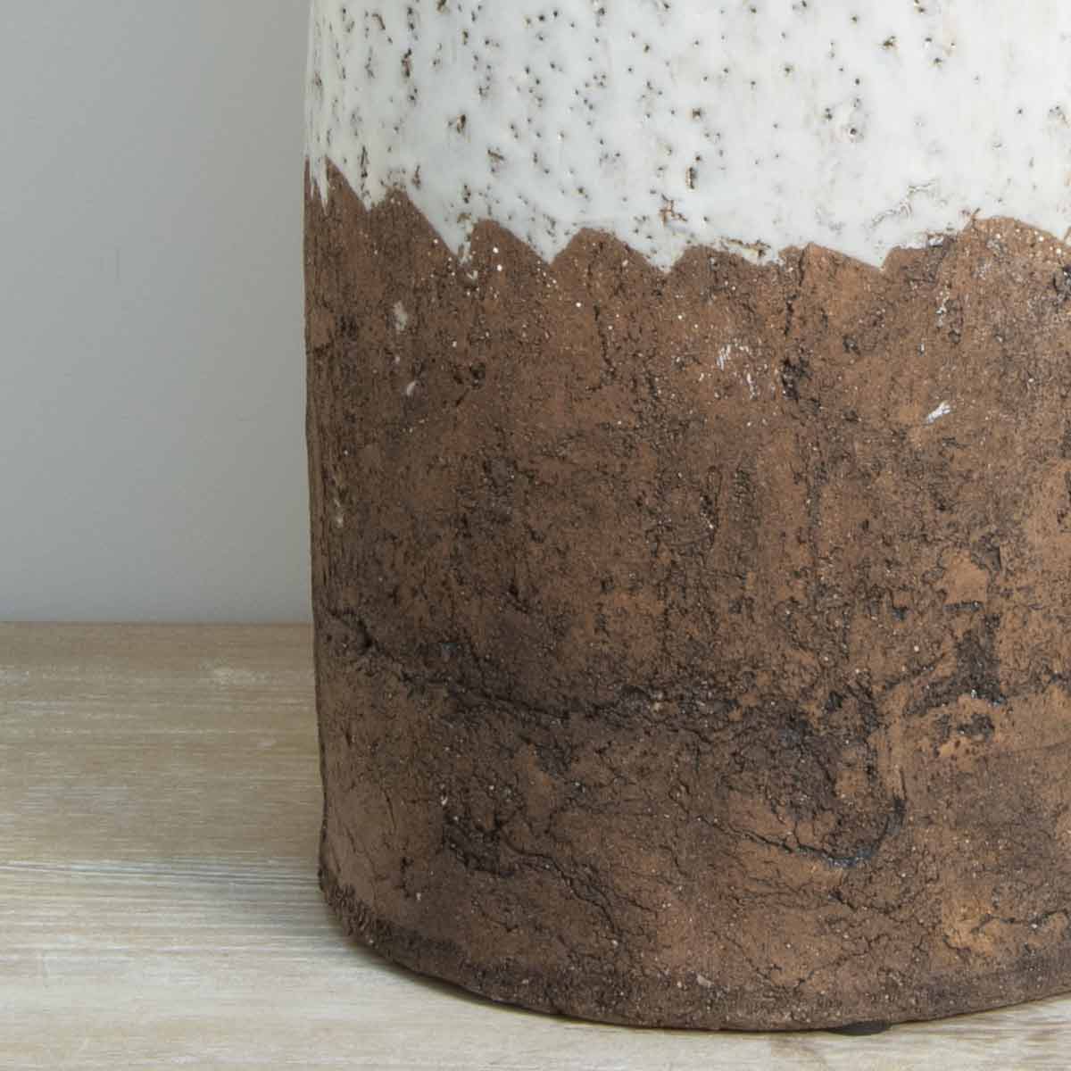Aged Cream Terracotta Jug - Large - Close up of base