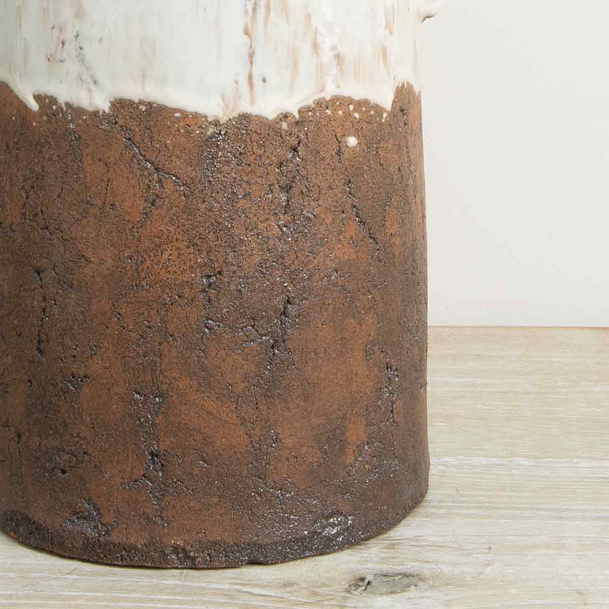 Aged Cream Terracotta Jug - Small - Close up of base