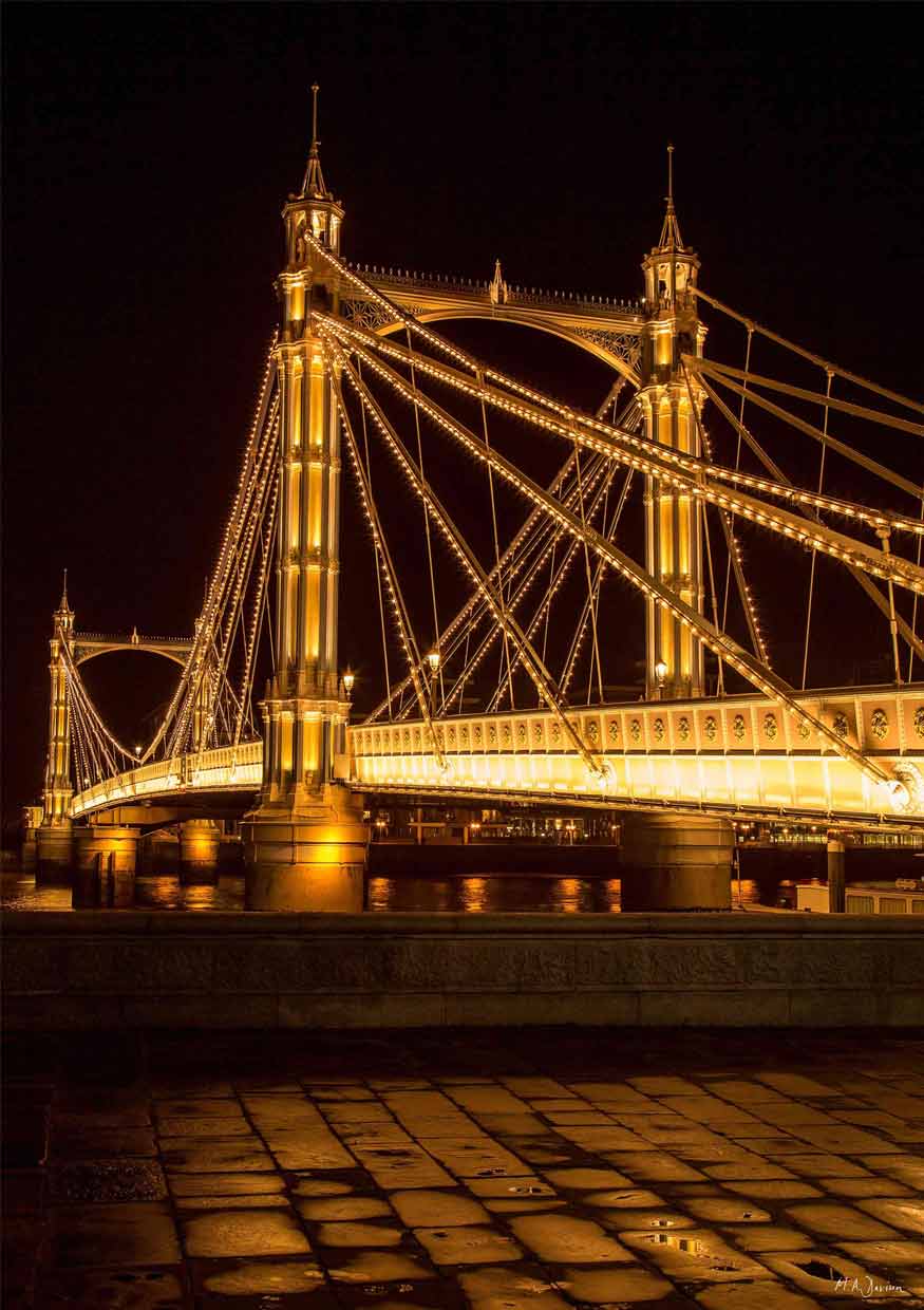 Albert Bridge on River Thames, London - Print