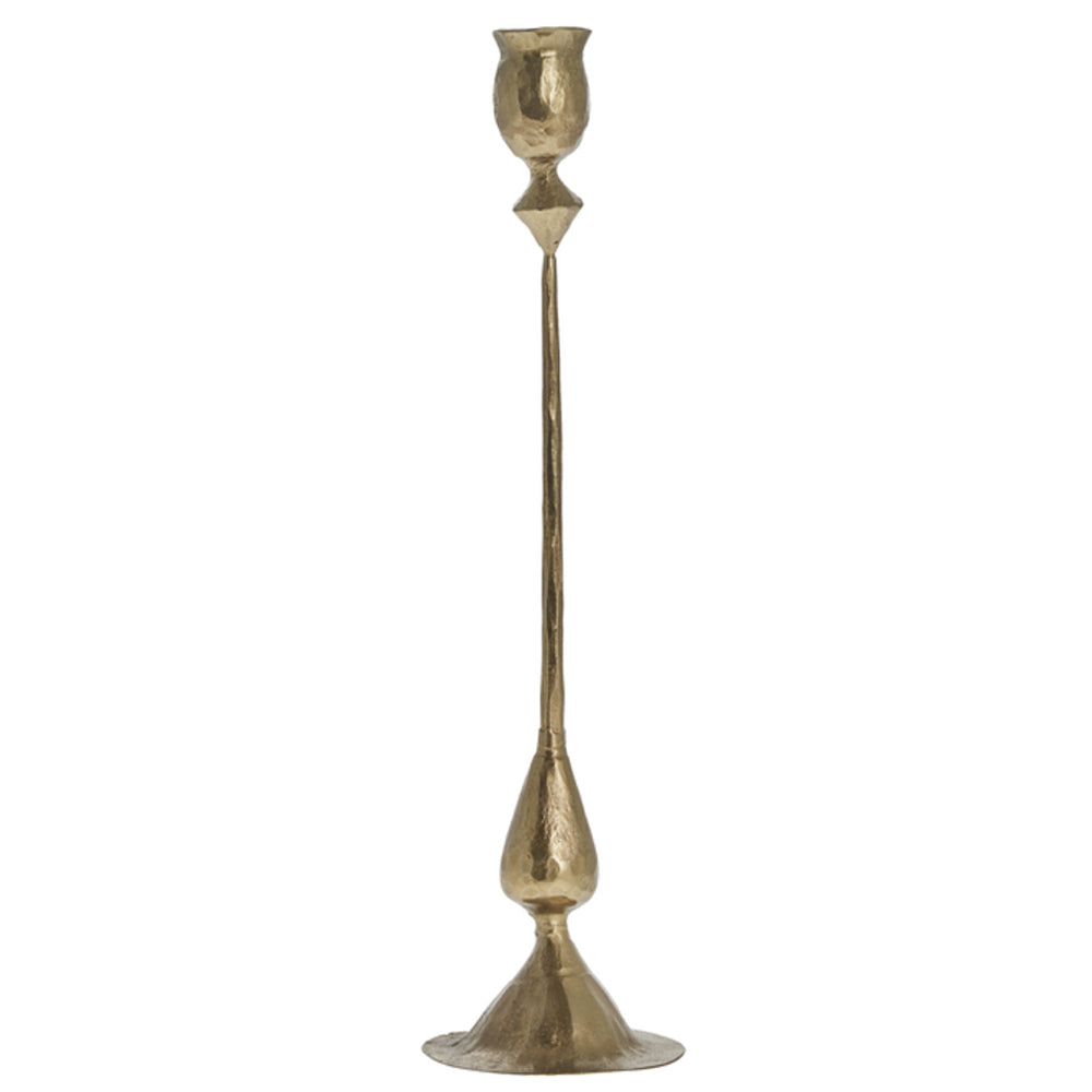 Large Alice Light Gold Candlestick - Tall Gold candle holder on a white background