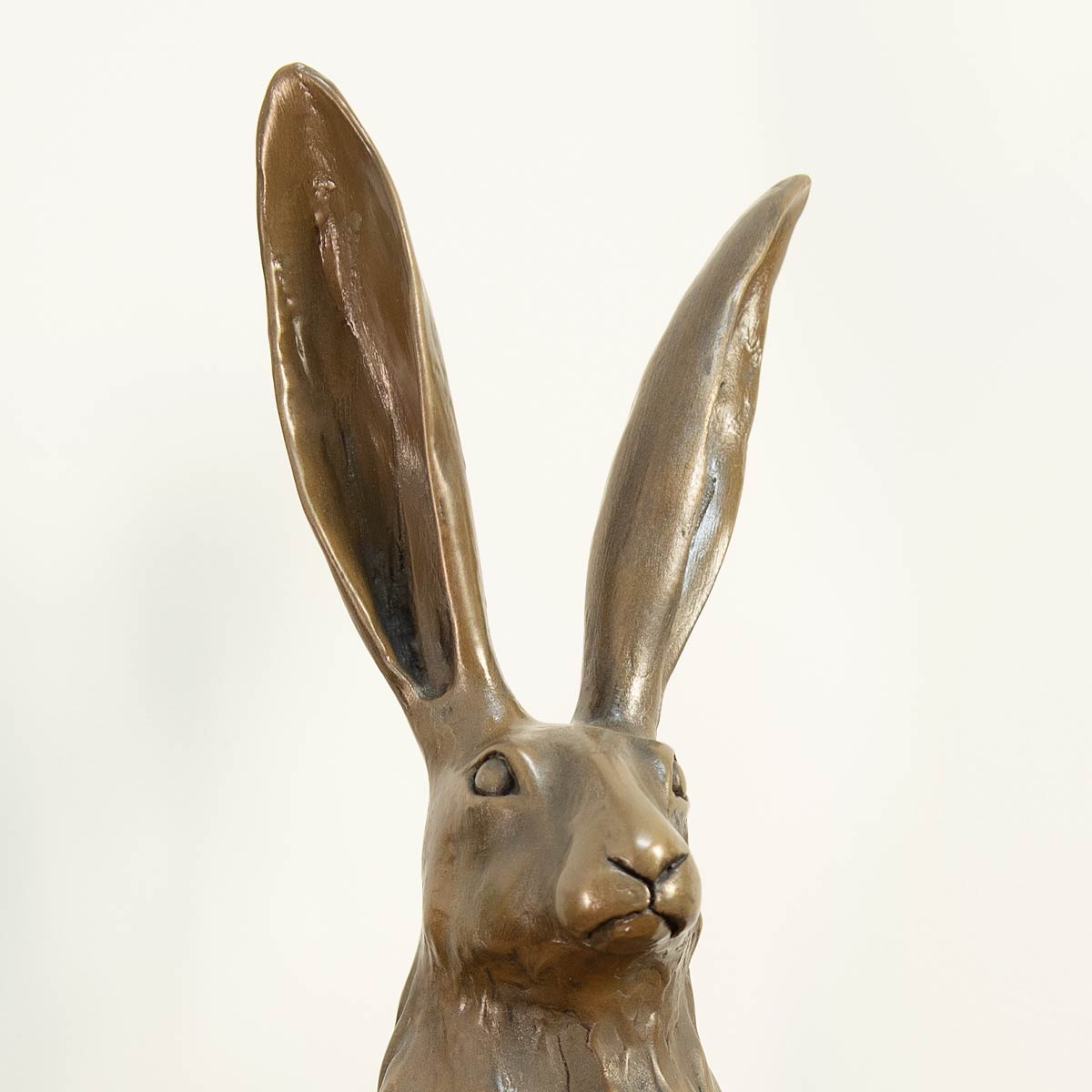 All Ears Hare Bronze Resin Sculpture - Close up of ears