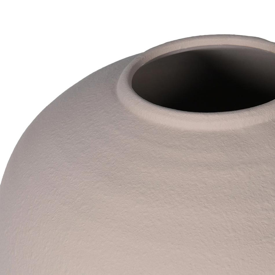 Small Almond Textured Terracotta Vase – Sculptural Home Accent in Soft Neutral - Close up