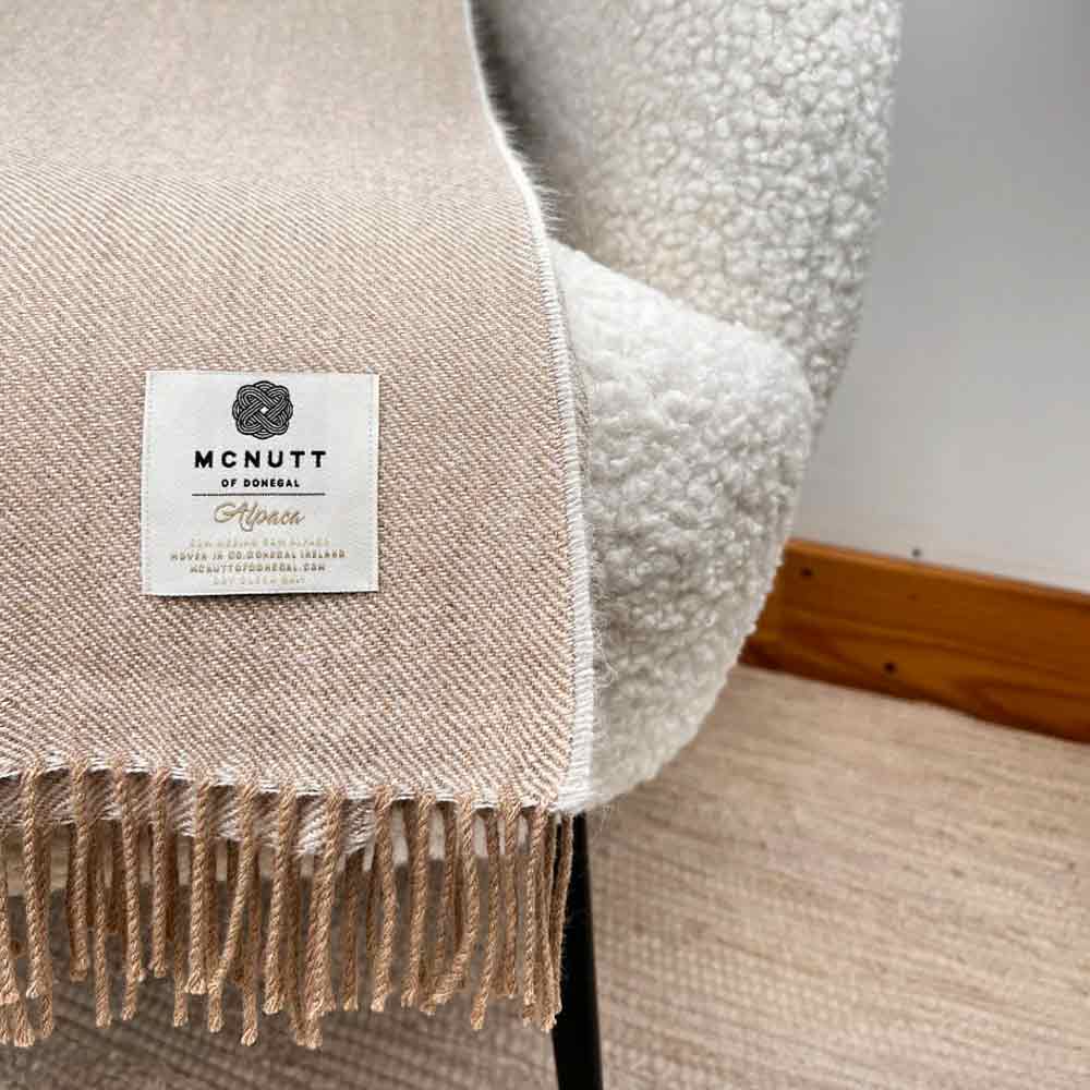 Alpaca and Merino Throw - Almond - McNutt of Donegal