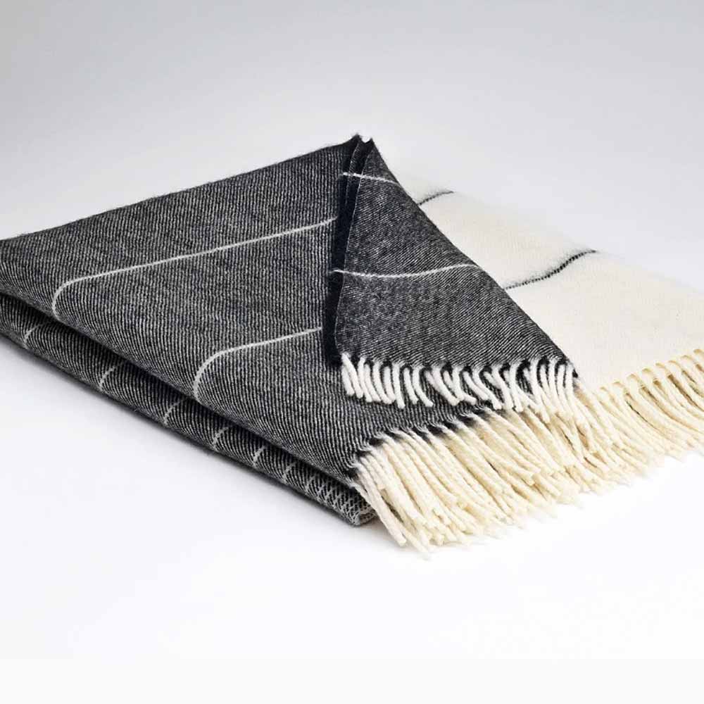 Alpaca and Merino Throw - Charcoal Ombre - McNutt of Donegal