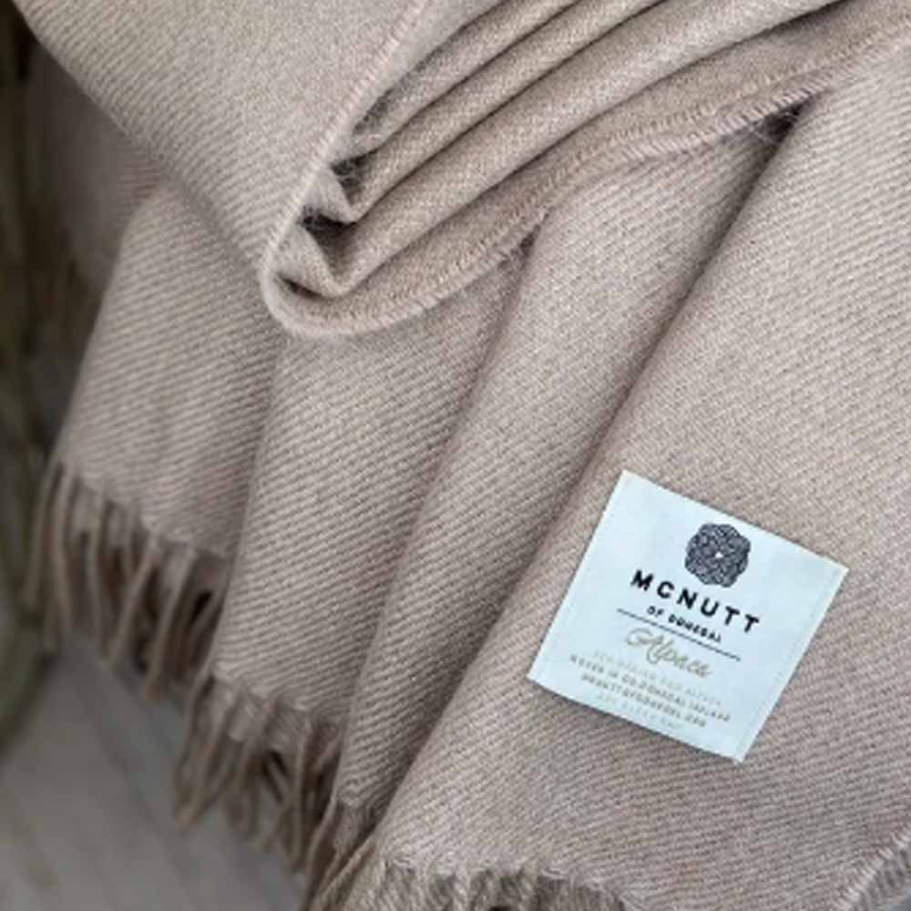 Alpaca and Merino Throw - Hazelnut - McNutt of Donegal