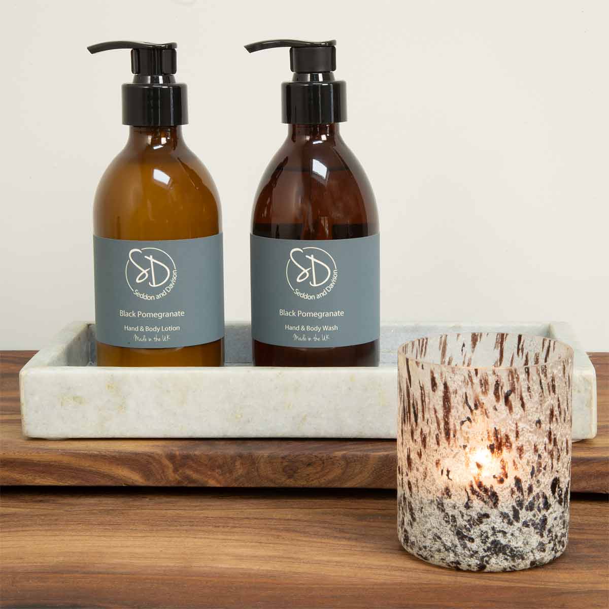 Amber Glass Hand and Body Lotion  - Lavender, Geranium and Ylang Ylang by Seddon and Davison