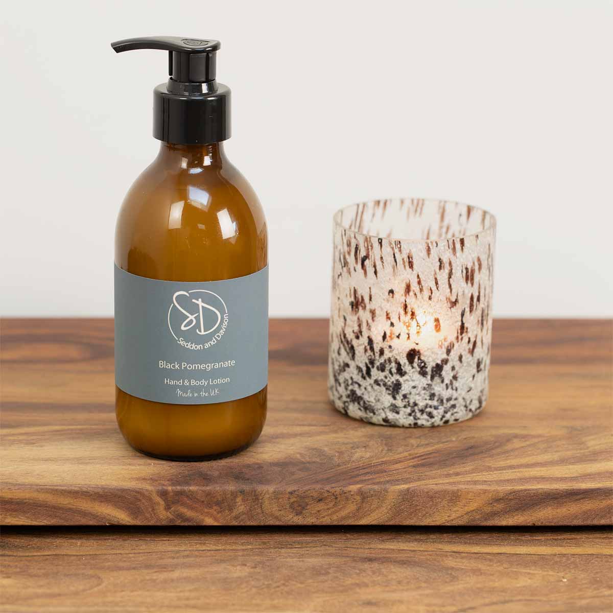 Amber Glass Hand and Body Lotion  - Black Pomegranate by Seddon and Davison