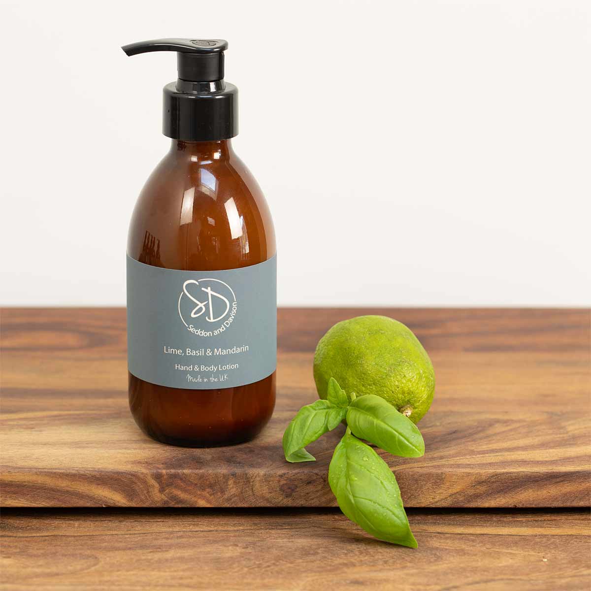 Amber Glass Hand and Body Lotion  - Lime, Basil and Mandarin by Seddon and Davison