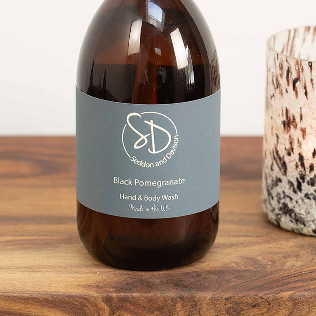 Amber Glass Hand and Body Wash  - Black Pomegranate by Seddon and Davison