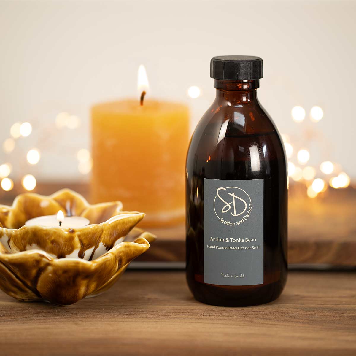 Amber and Tonka Bean - Reed Diffuser Refill by Seddon and Davison