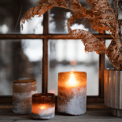 Amber Frosted Glass Lanterns
