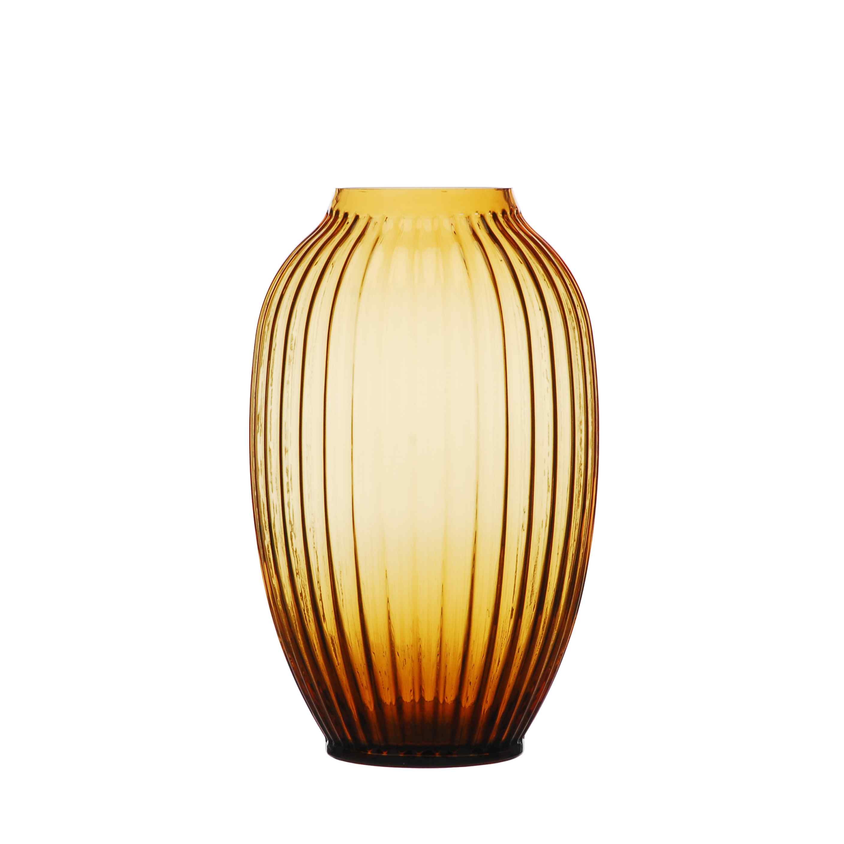 Amber Fluted Glass Vase - Large