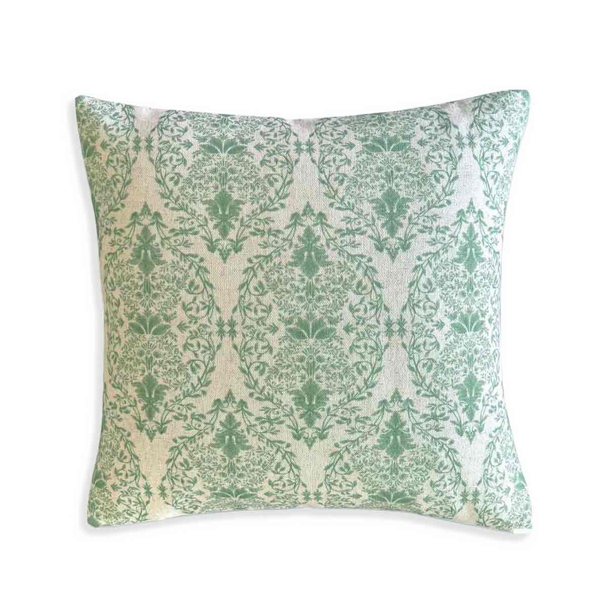 Amicus Olive Patterned Cushion – linen-mix square cushion with feather pad