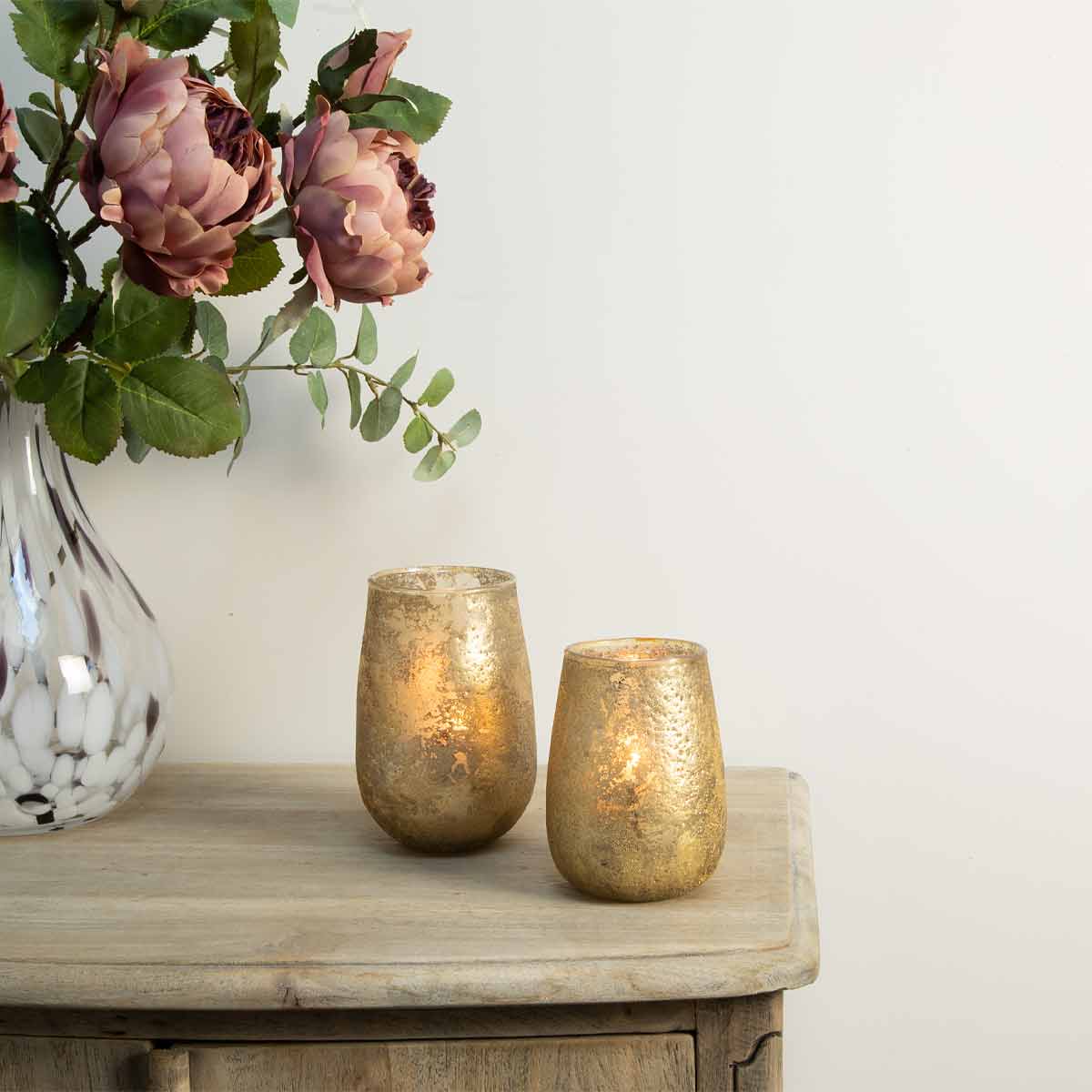 Antique Copper Gold Hurricane Candle Holder