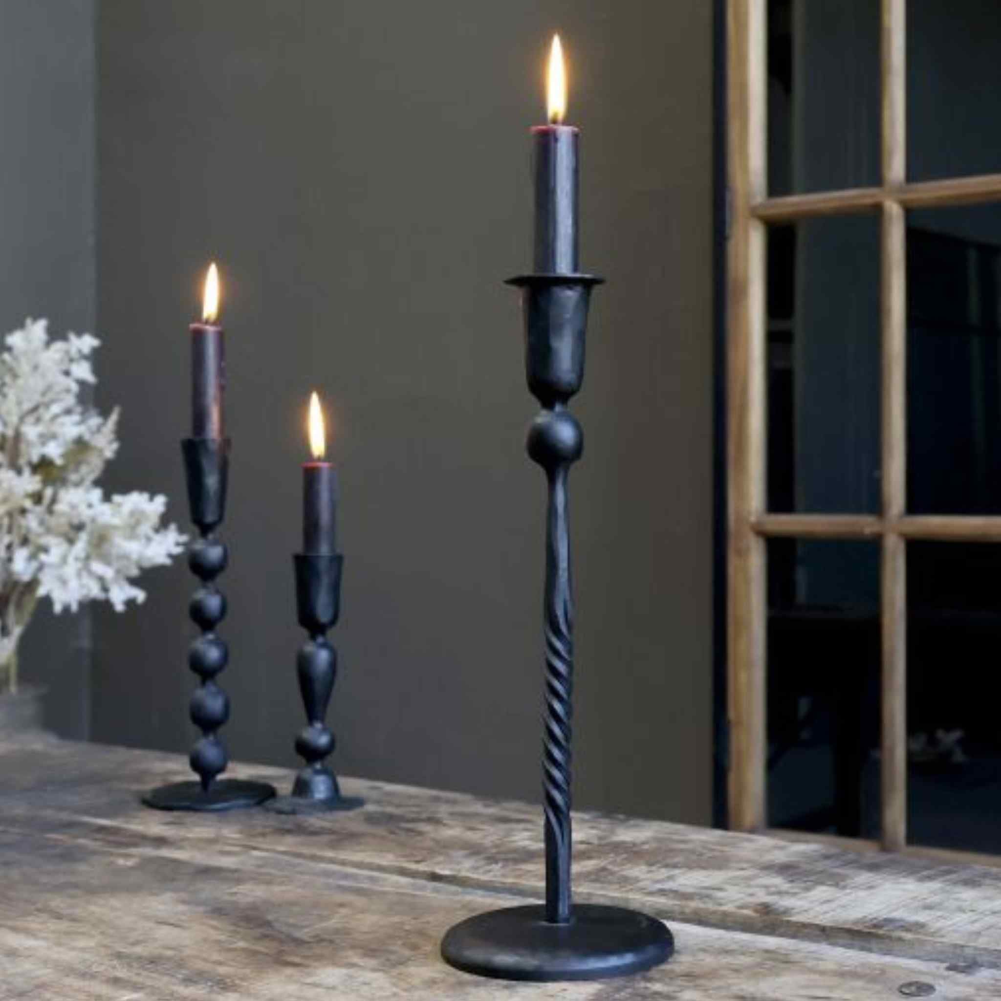 Antique Black Candlestick with Twist Design