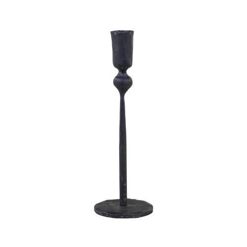 Antique Black Metal Candlestick - Medium