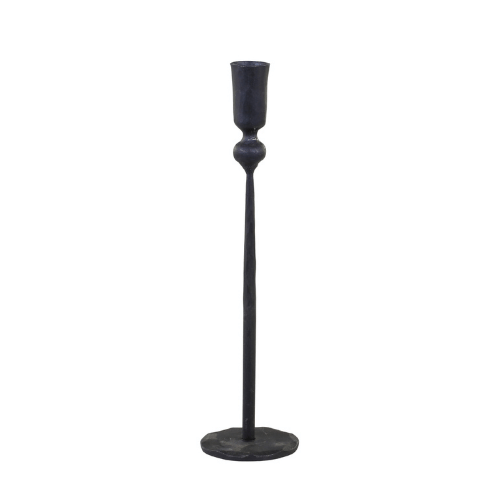 Antique Black Metal Candlestick - Tall