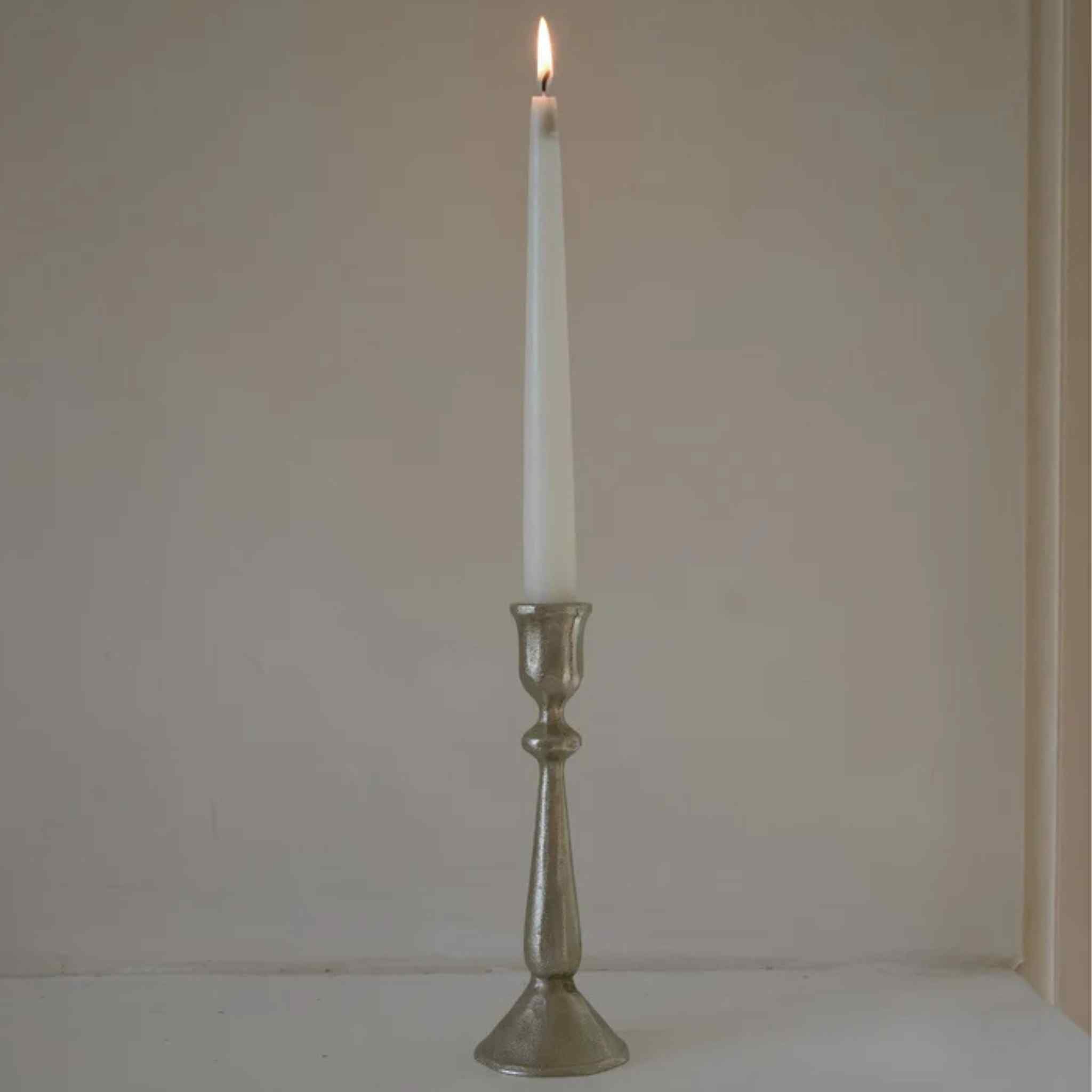Antique Hammered Candlestick in Silver