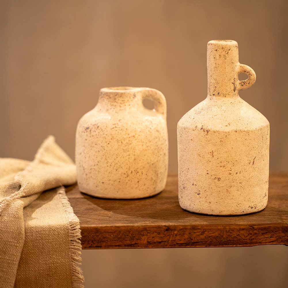 Baku Terracotta Vase in Matt White - Tall