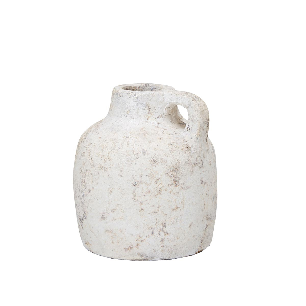 Baku Vase in White – Short, handcrafted terracotta vase with rustic glaze, 12x15cm
