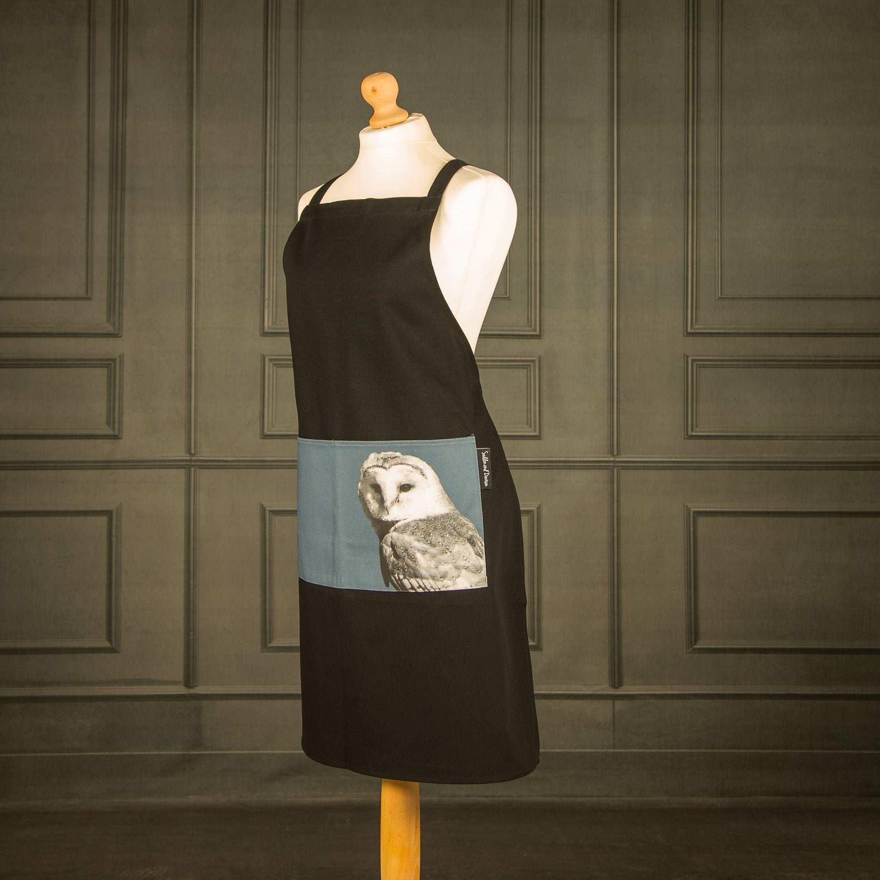 Barn Owl Apron - Steel Blue
