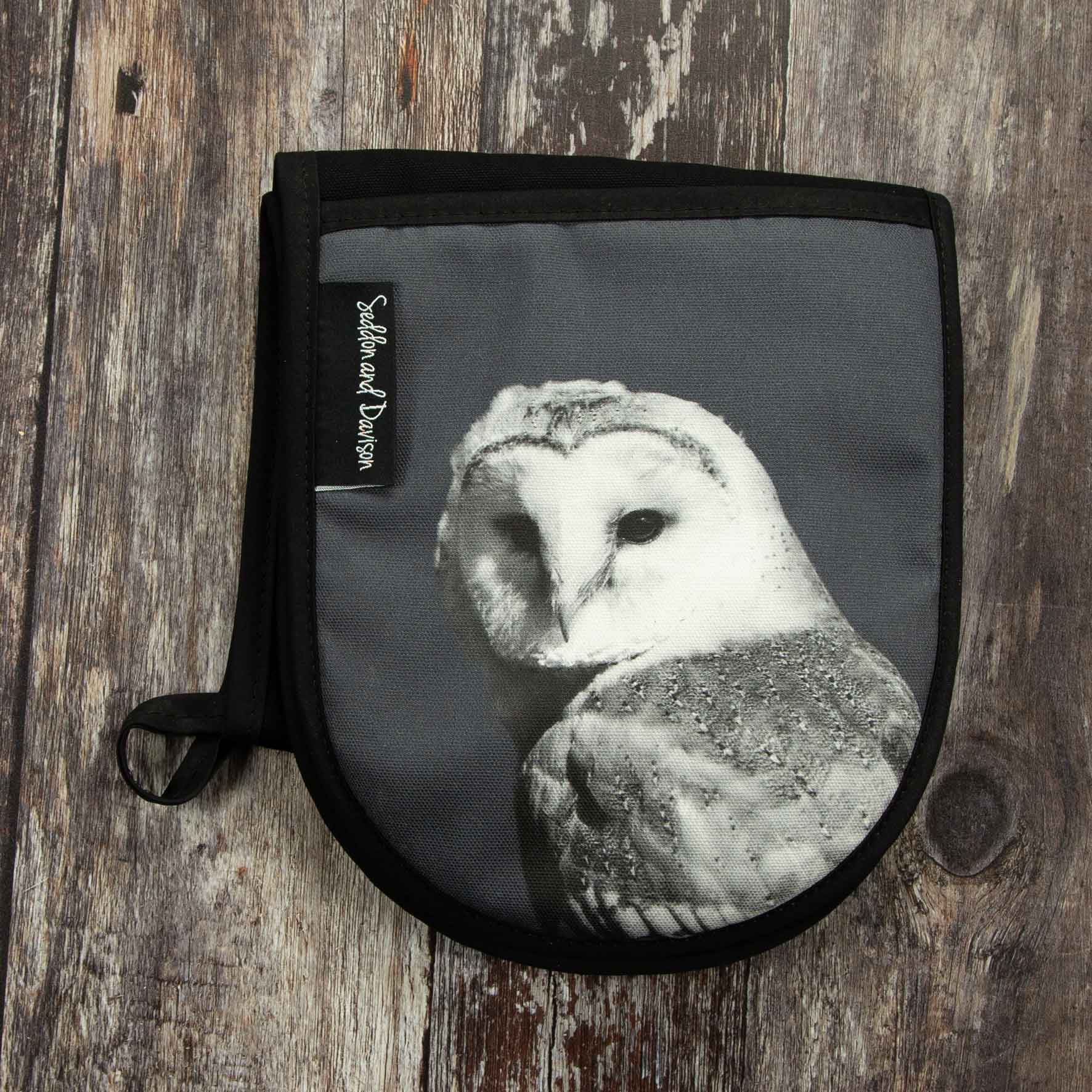 Barn Owl Oven Gloves - Charcoal