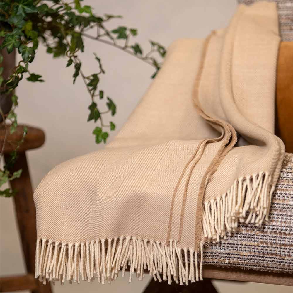 Basswood Herringbone - Merino Lambswool Throw - McNutt of Donegal