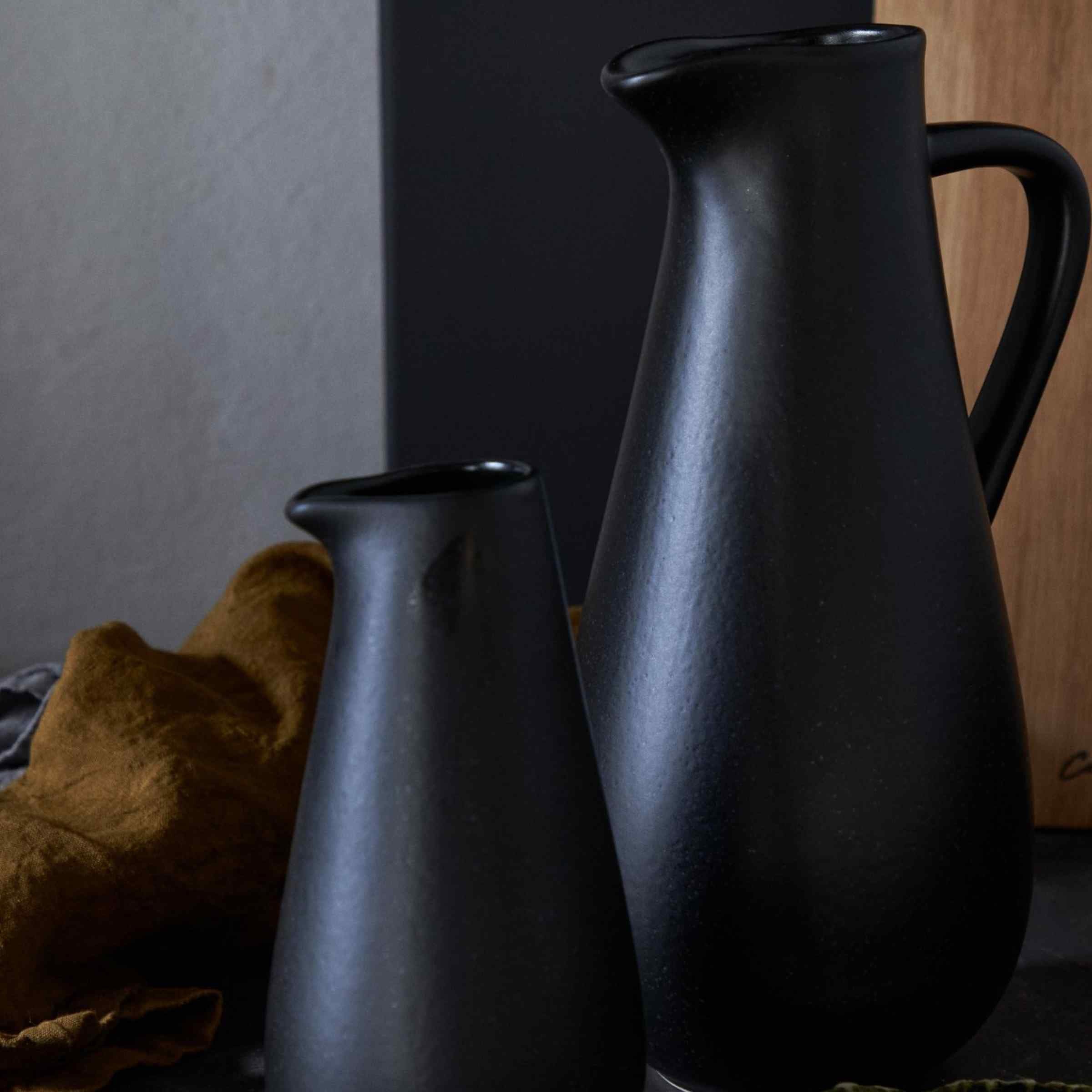 Black Stoneware Pitcher Jug - Riviera