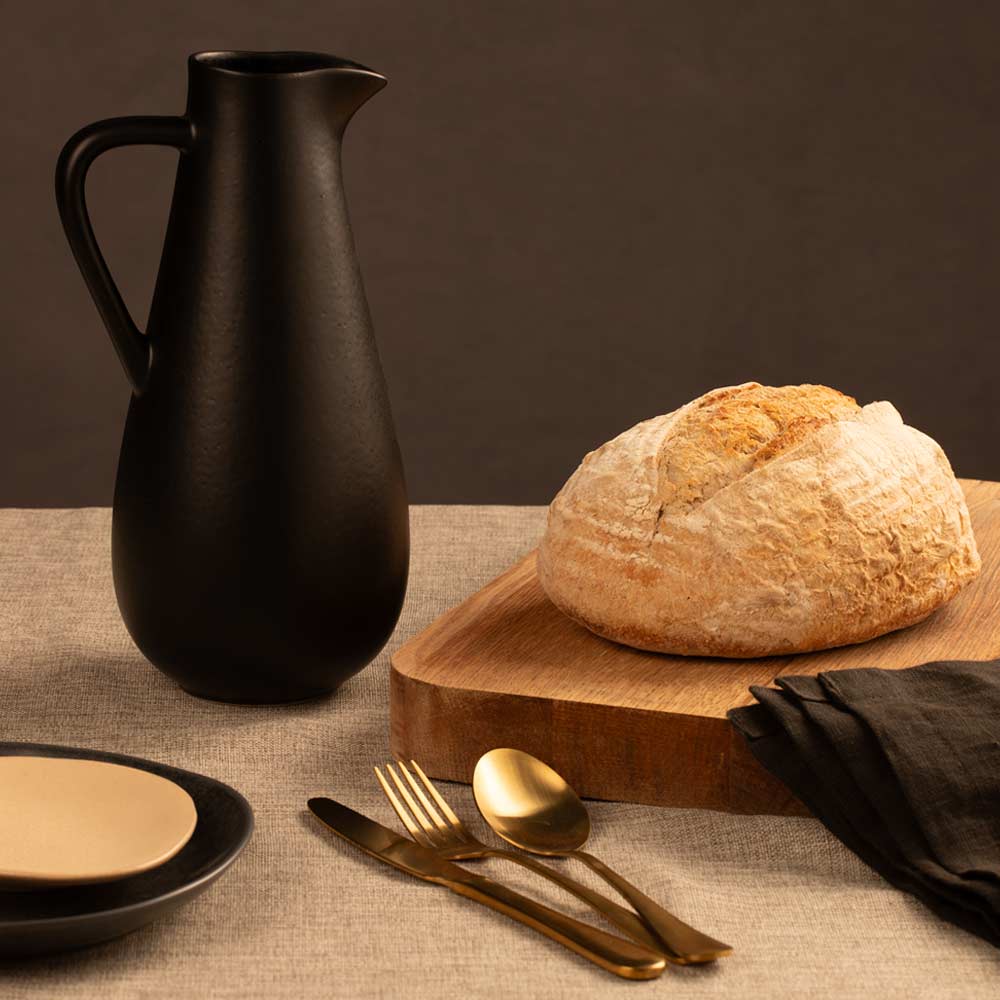 Black Stoneware Pitcher Jug - Riviera