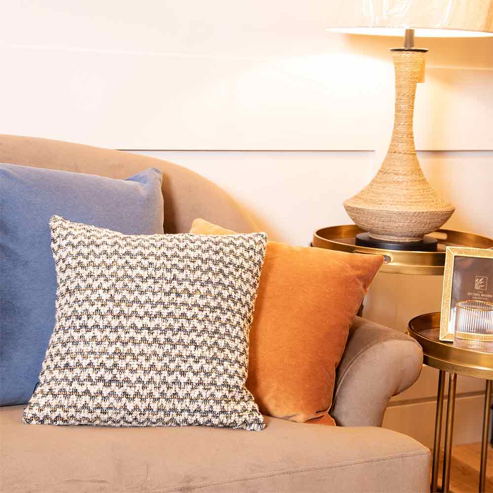 Braden Cushion in Blue and Cream - Square