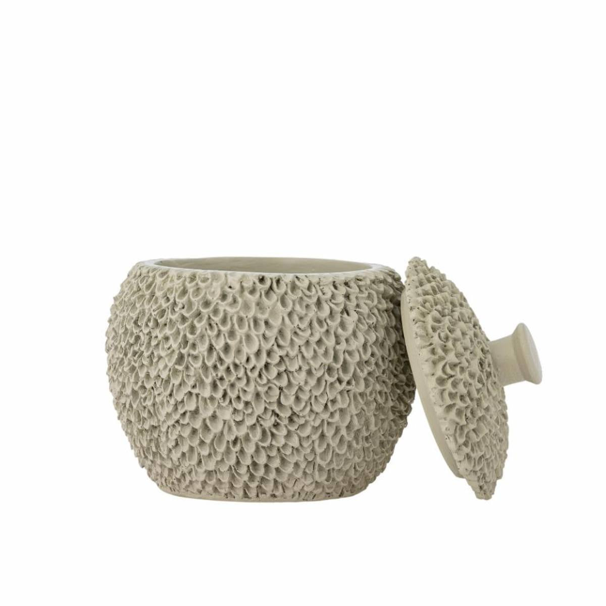 Decorative Grey Briar Jar with Lid - displayed on white background with lid off