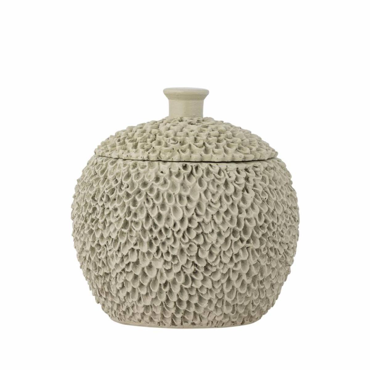 Decorative Grey Briar Jar with Lid on - displayed on a white background