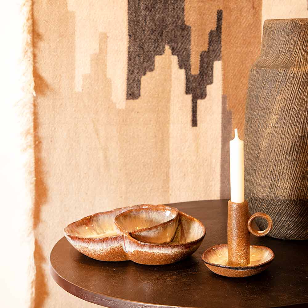 Brown Ombre Plate with Dip Pot