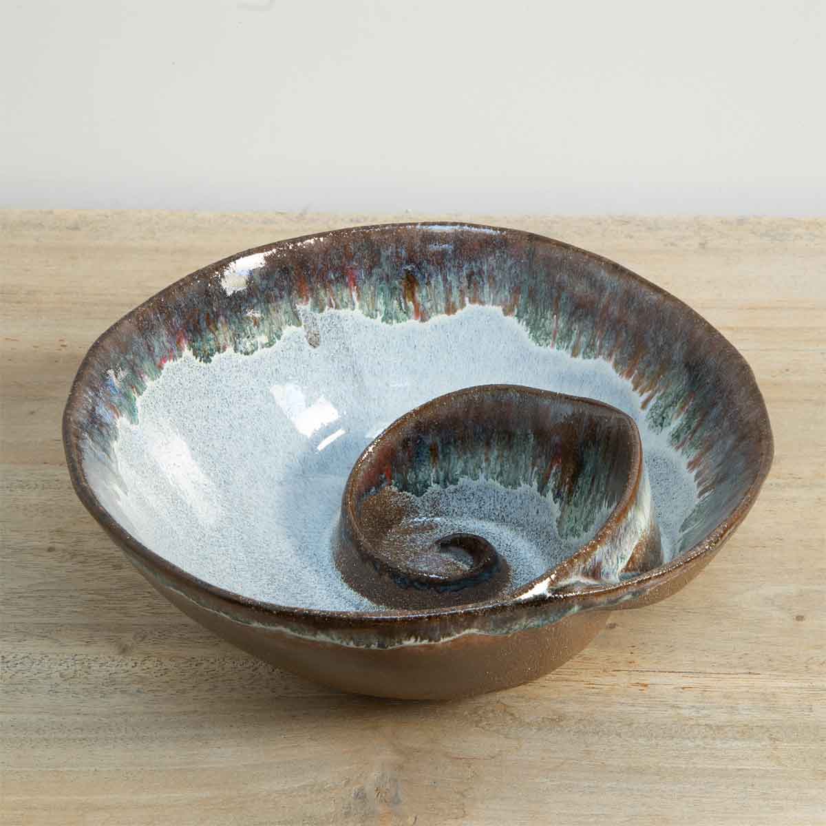 Brown Ombre Shell Effect Bowl – reactive glaze finish in earthy and blue tones