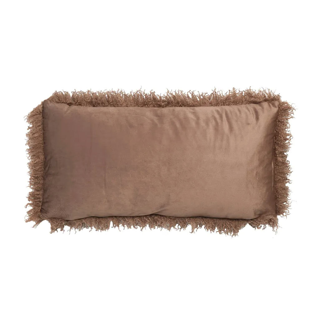 Bubion Faux Fur Oblong Cushion - Dark Brown