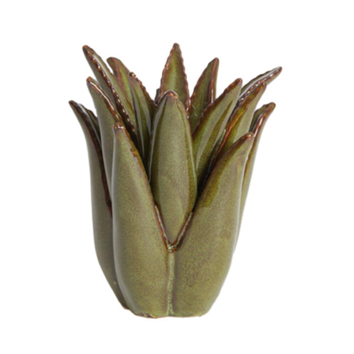 Cactus Ceramic Tealight Holder – Dark Green