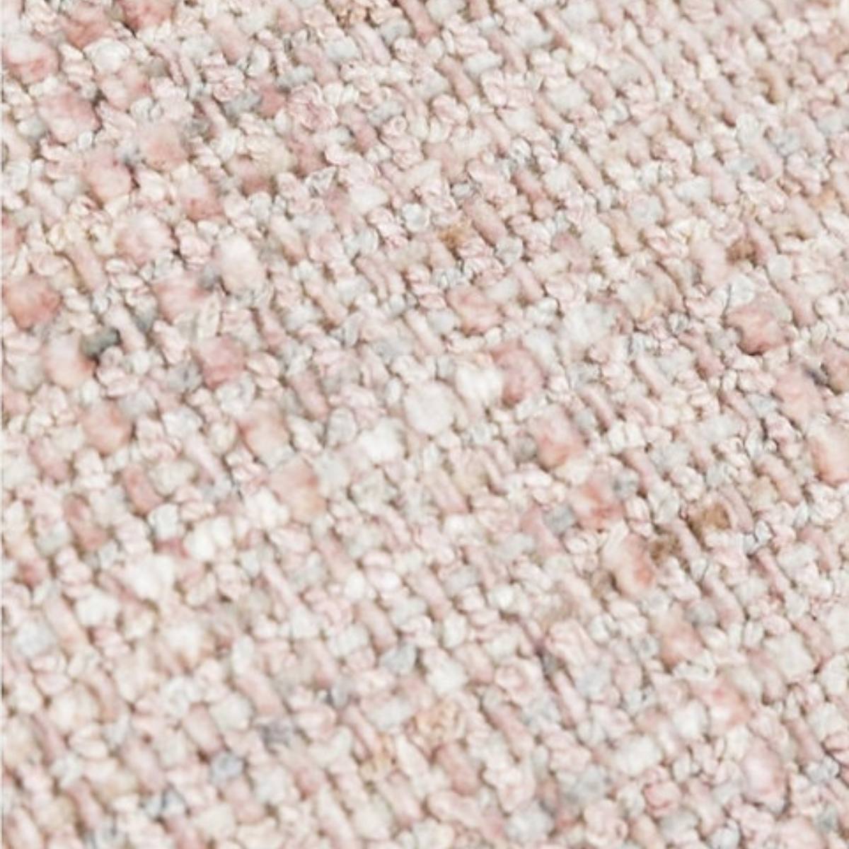 Close-up of the Pink Caden Square Cushion, 45x45cm, with a bouclé-style woven texture in blush, cream, and soft grey tones