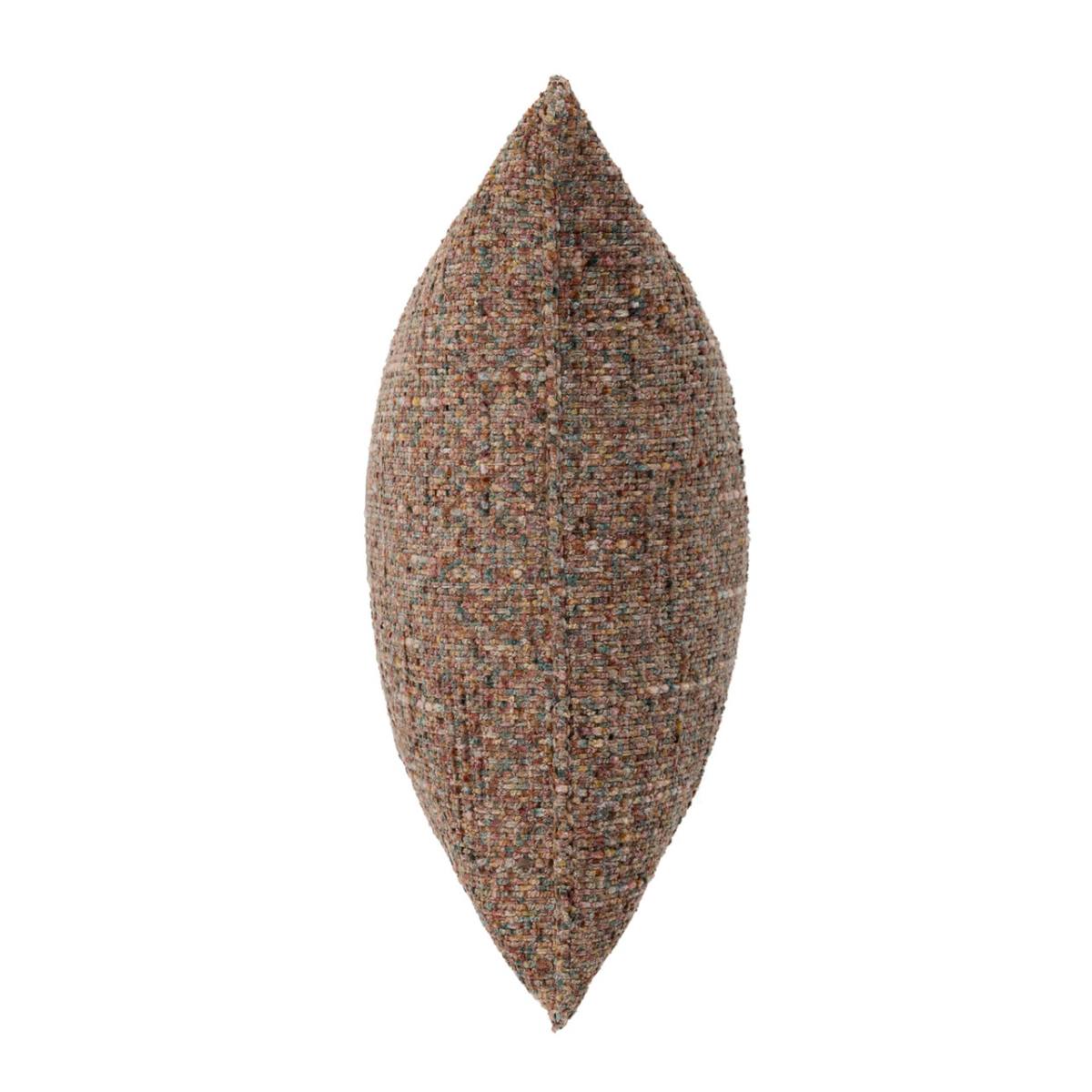 Caden Square Cushion 45x45cm in mulberry, olive, and terracotta bouclé weave - Side view on white background