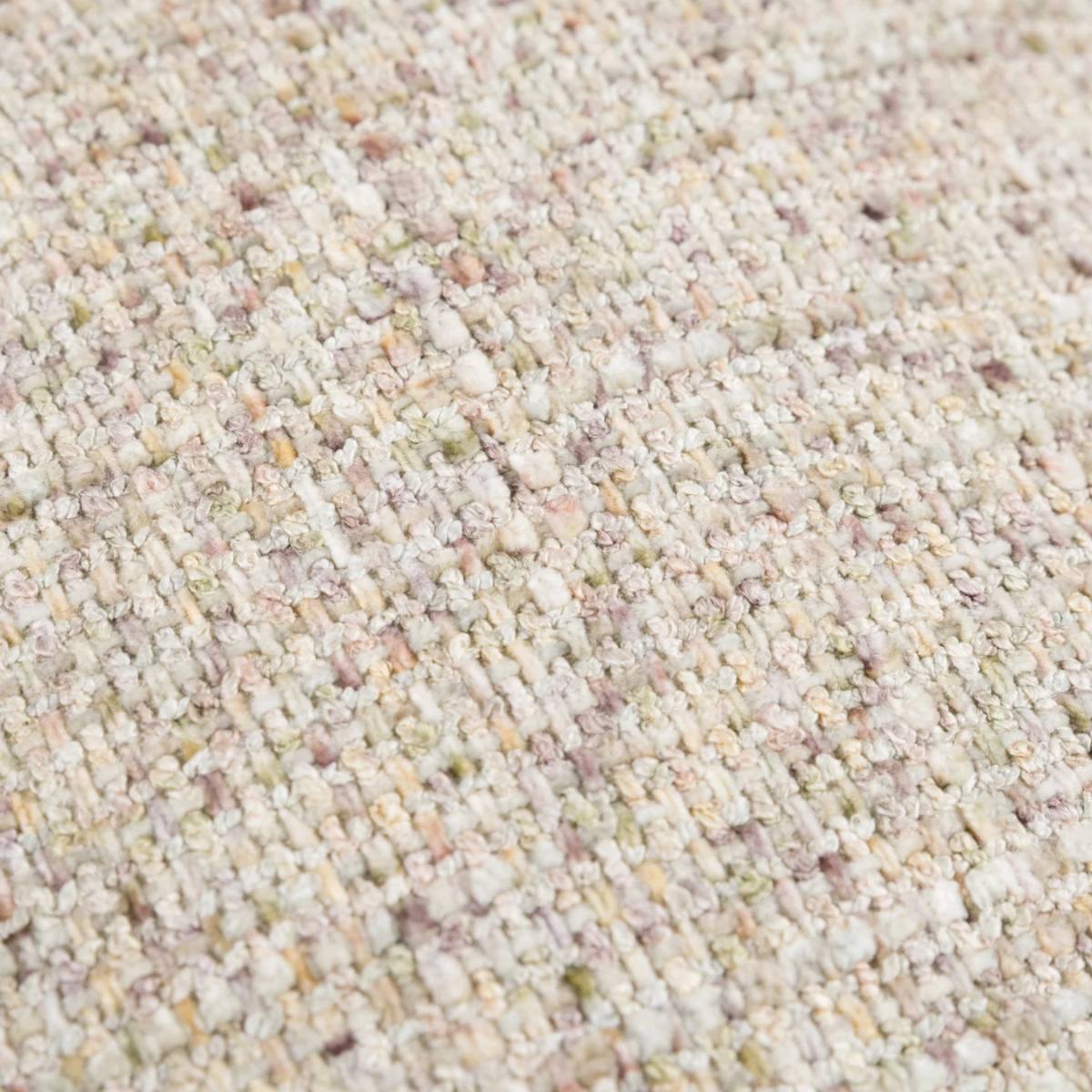 Close-up of Caden Cushion Cream and Sage bouclé fabric