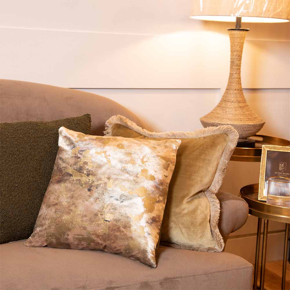 Caesium Gold Cushion with Olive Green Reverse - Small Square