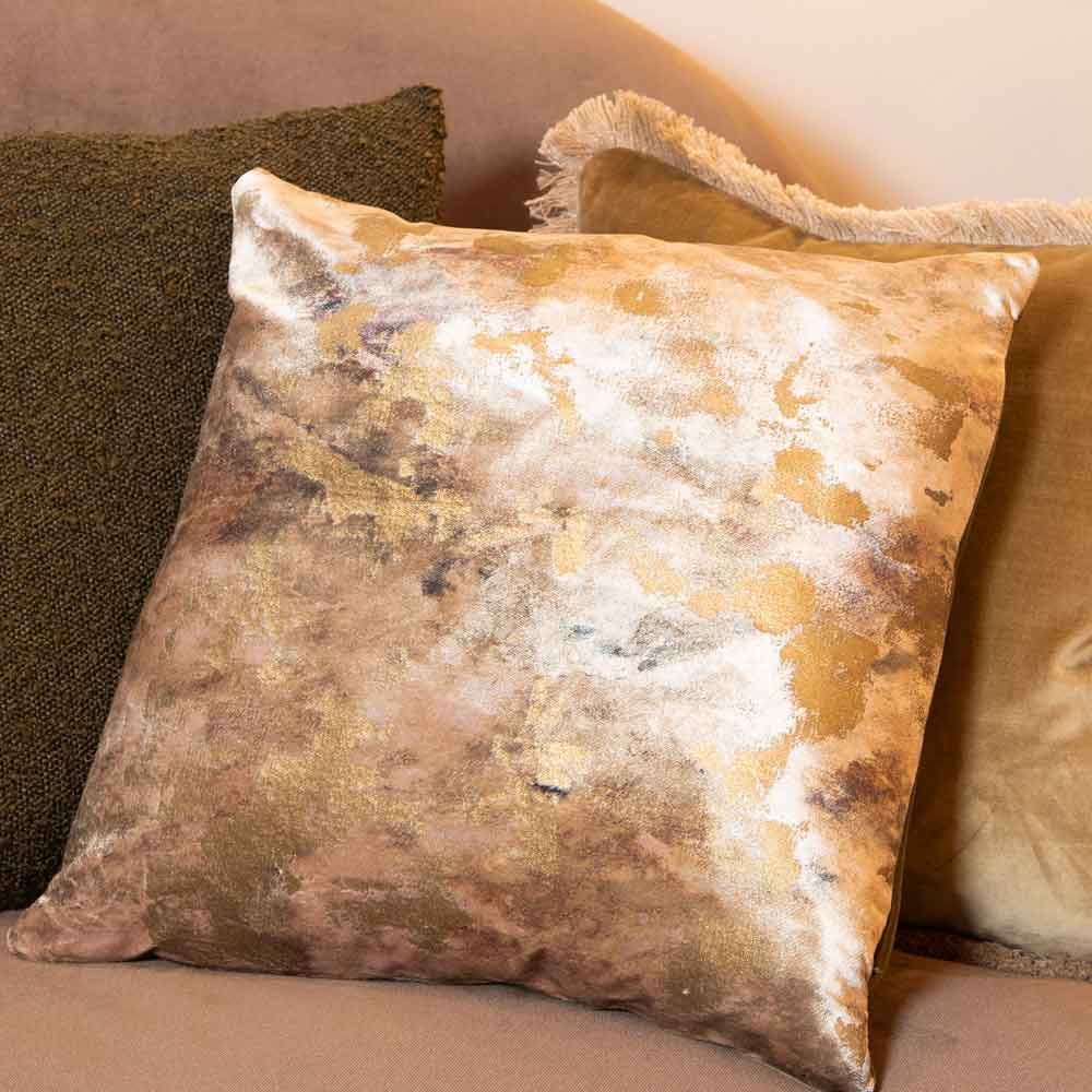 Caesium Gold Cushion with Olive Green Reverse - Small Square