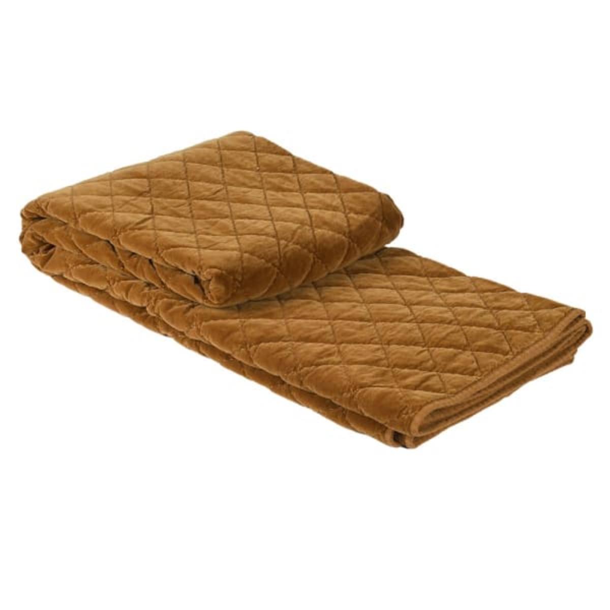 Folded Caramel Bed Spread - King Size quilt on a white background