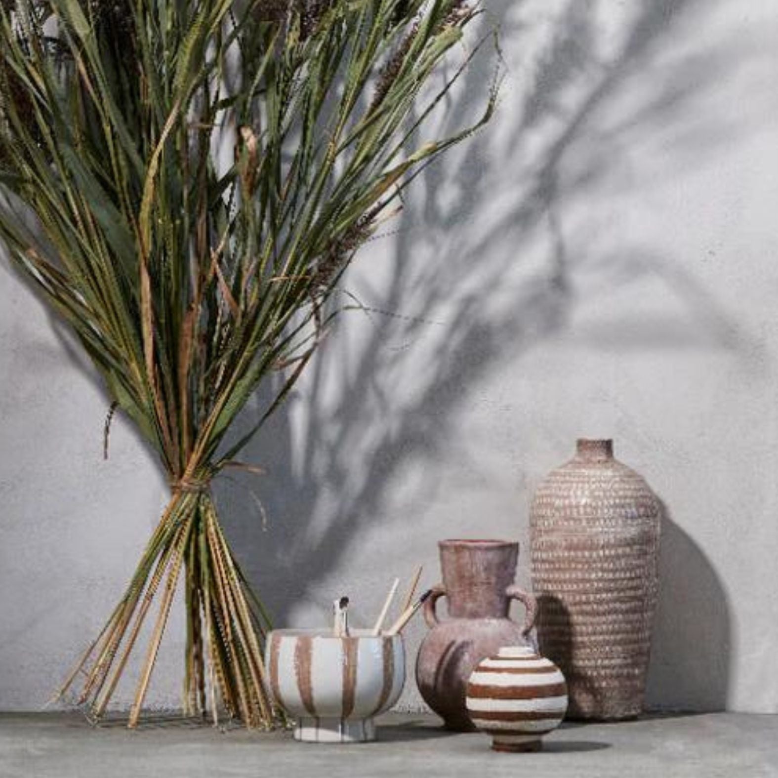 Cassandra Tall Vase - Bark - Displayed on Floor
