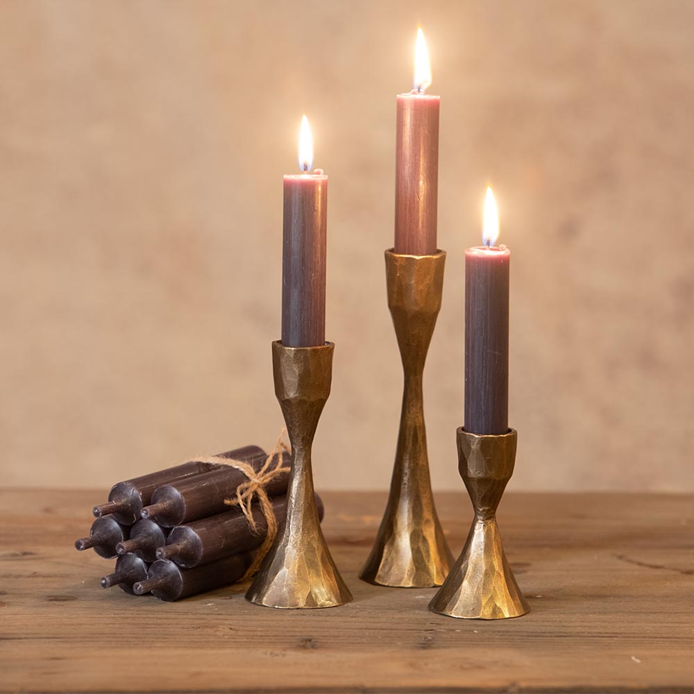 Cassie Hand Forged Candle Holder in Light Gold