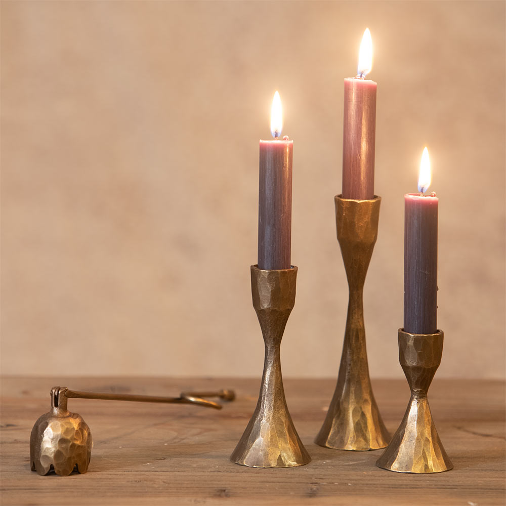Cassie Hand Forged Candle Holder in Light Gold