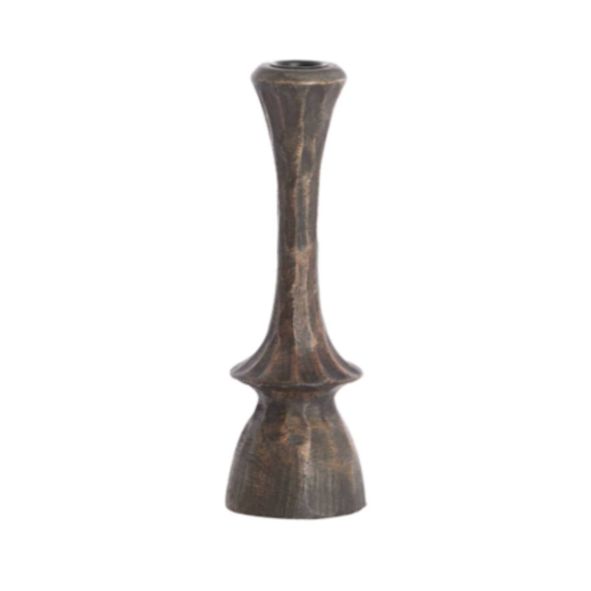 Cirilo Dark Wood Candlestick - Two Sizes Available