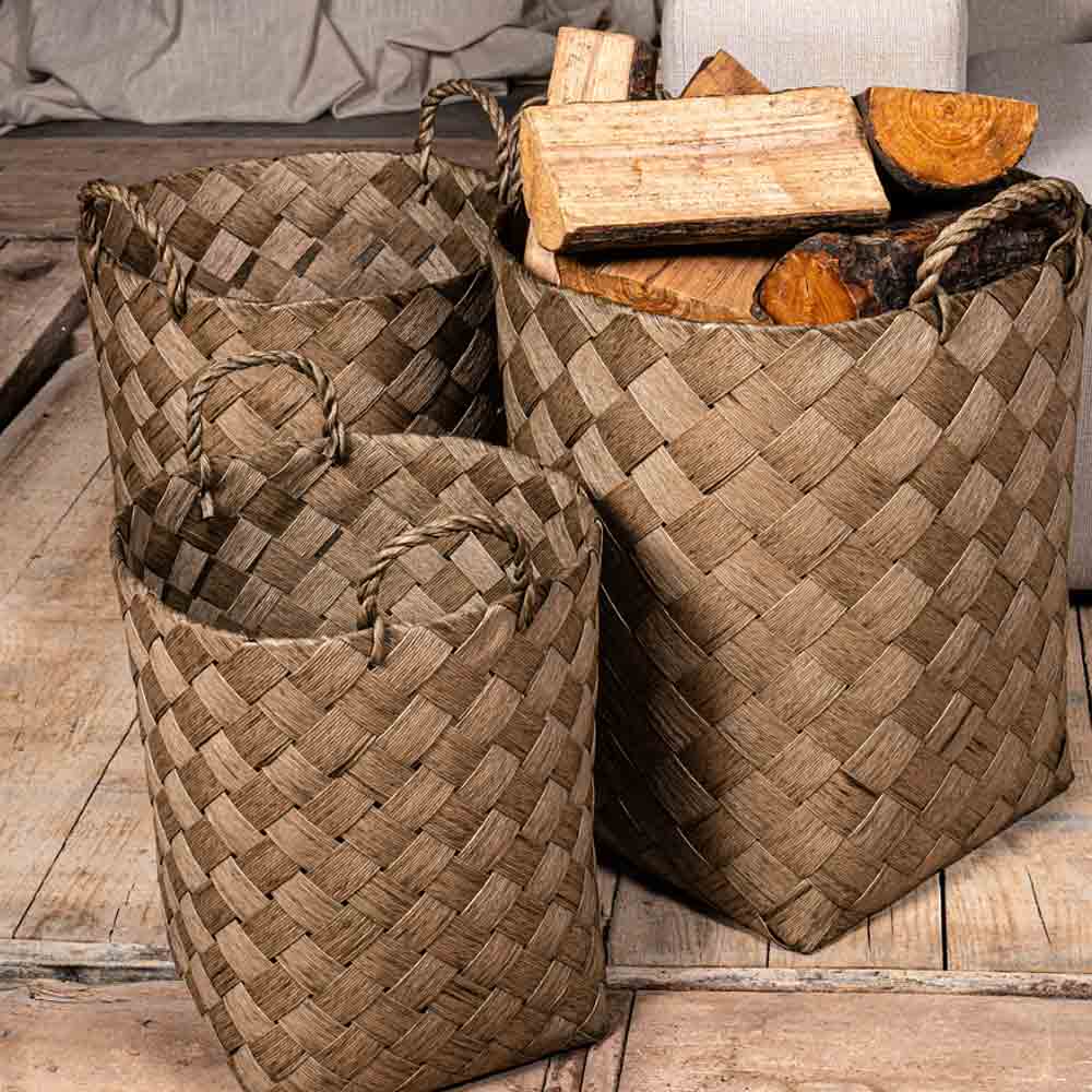 Clarke Green and Natural Round Woven Basket